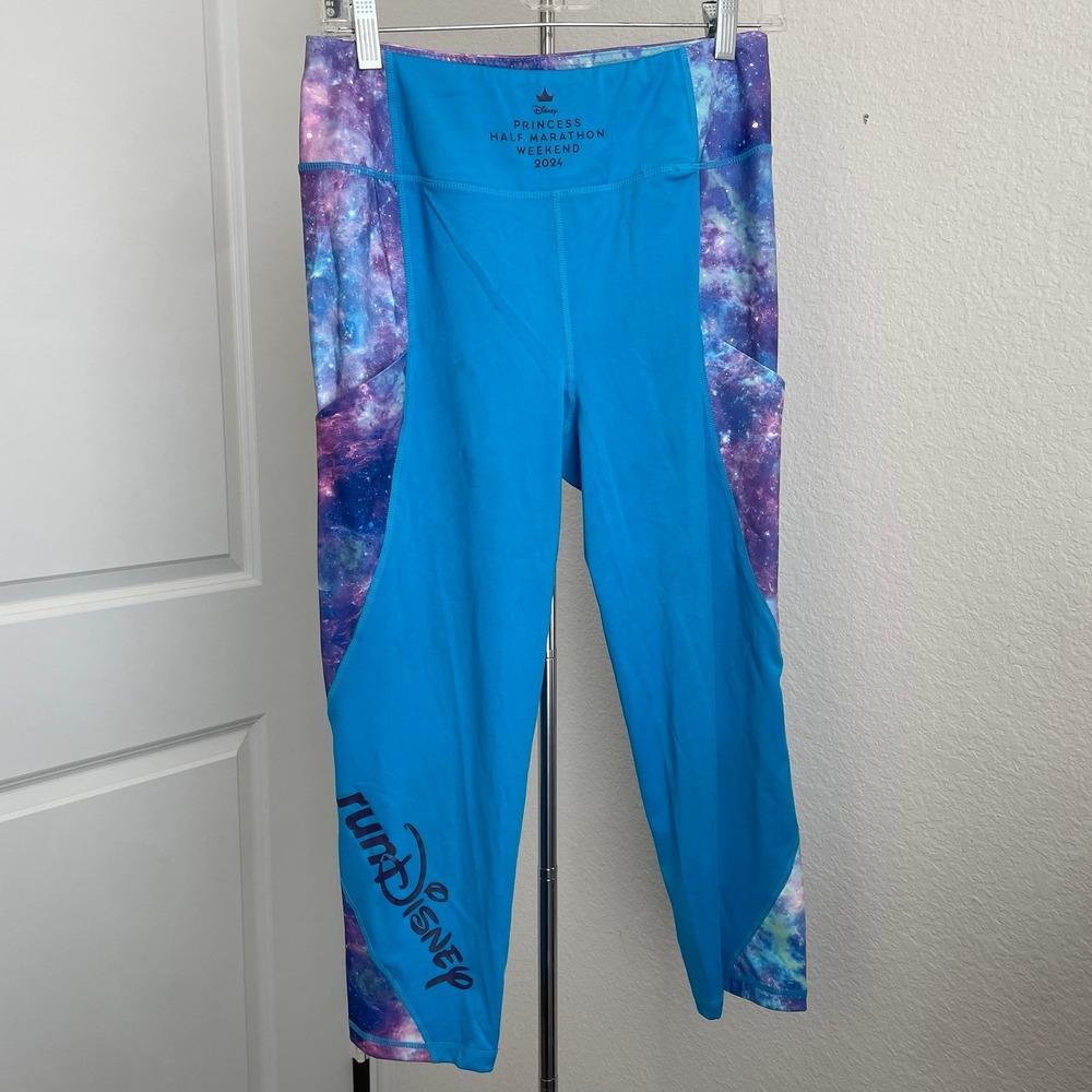 Disney Princess Half Marathon Weekend 2024 Blue Purple Galaxy Leggings - Medium